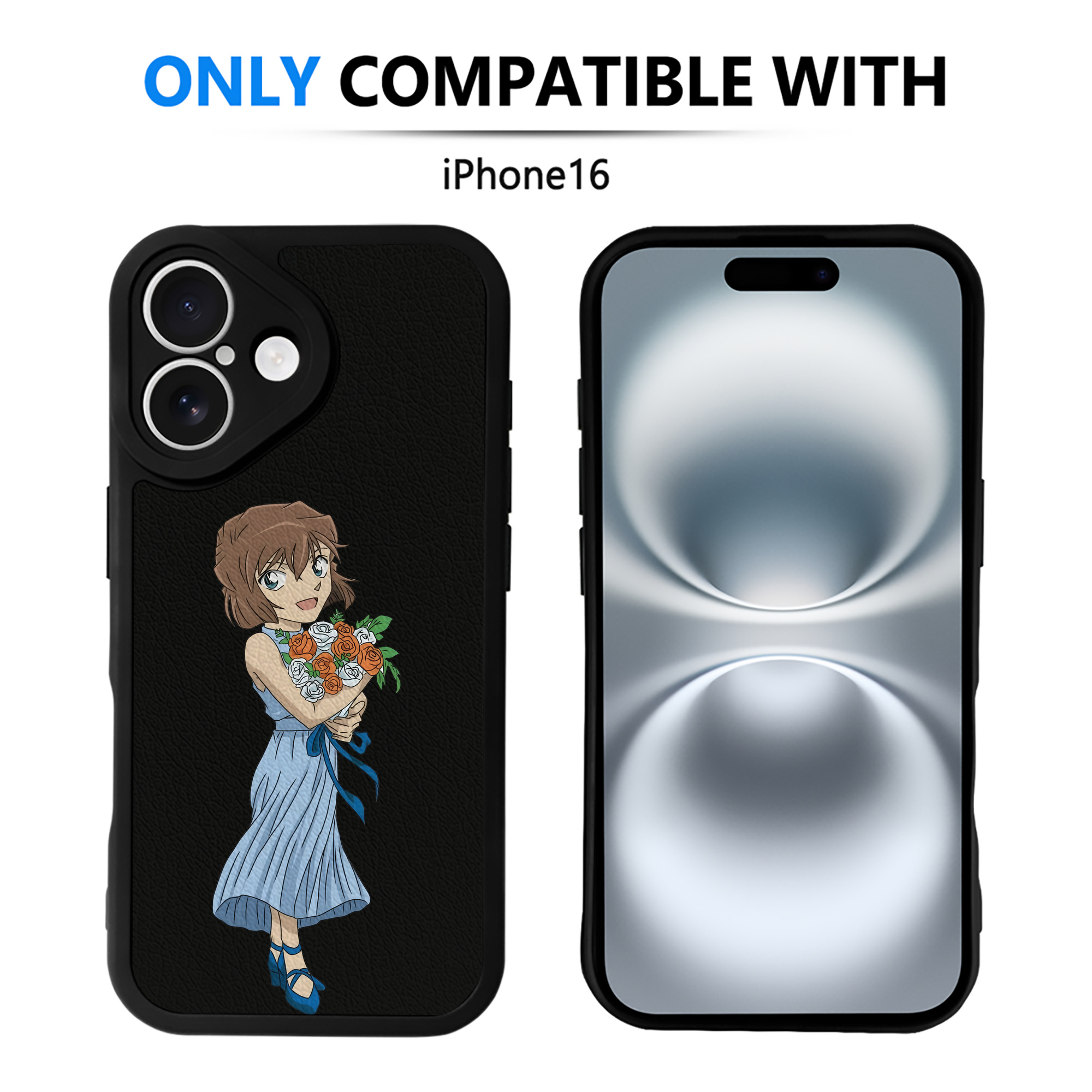 （画像用） 名探偵コナン 灰原 哀 はいばら あい Detective Conan Anita Hailey、Vi Graythorn Haibara Ai 【iPhone 16シリーズ対応】シリコンスマホケース（レザー調） 材質：シリコン